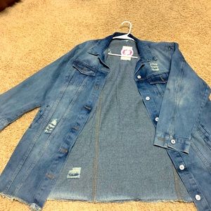 NWT oversized distressed denim jacket